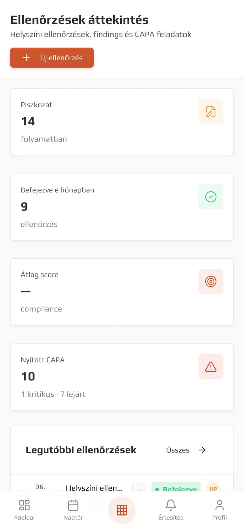 Helyszíni ellenőrzés mobilon